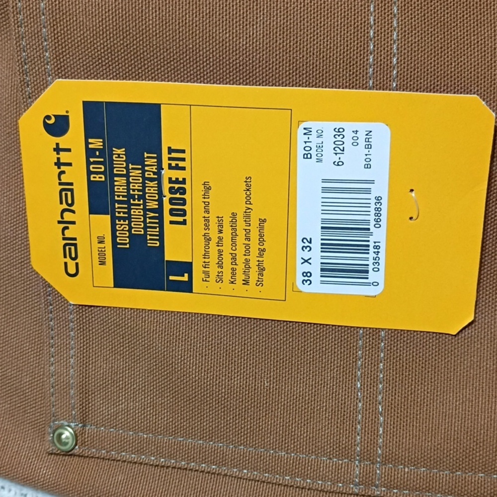 NEW Carhartt Tan Loose Fit Firm Duck Double Front Utility Work Pant Men 38X32 - Picture 5 of 10